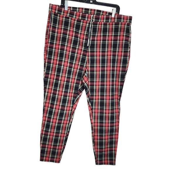 Rue+ 3X Cotton/Polyester Plaid Women’s Zip Up Pants | Stylish Plus-Size Pants - Picture 1 of 13